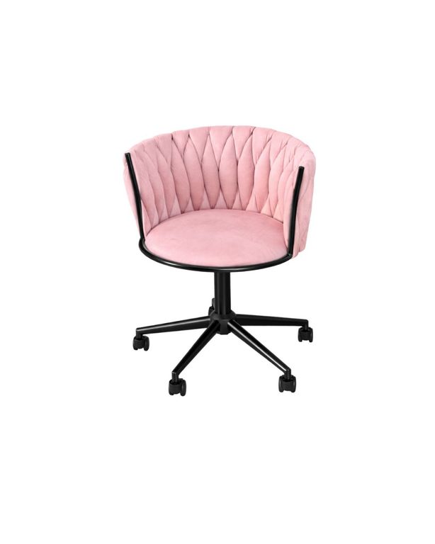 SILLA GIRATORIA TAPIZADA GALES BASE NEGRA Rosado viejo
