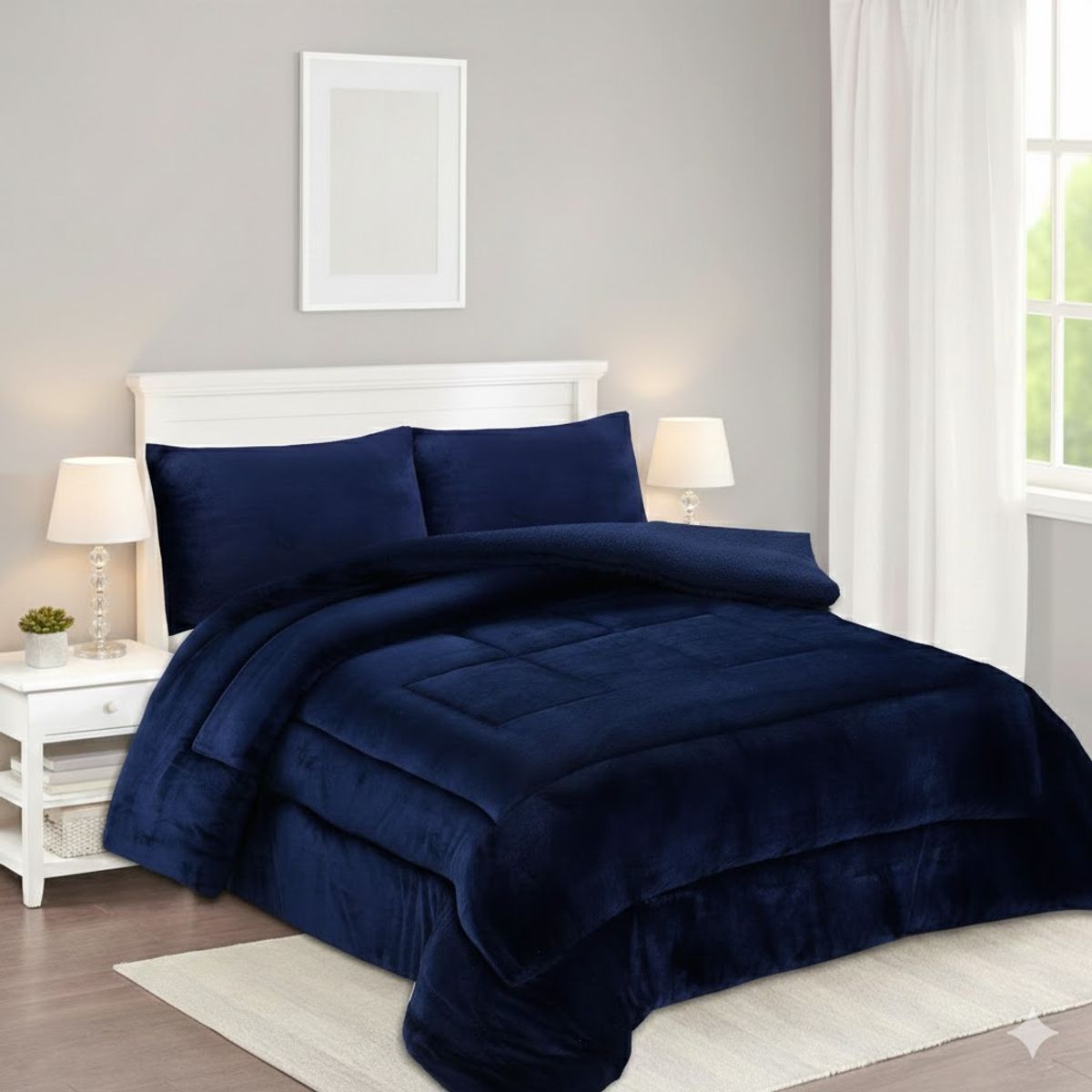 GENERICO - COBERTOR PLUSH KING CON CHIPORRO DE INVIERNO UINICOLOR MODERNO QUITA FRIO FYA
