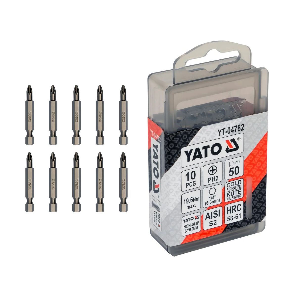 YATO - Set De 10 Puntas Philips Ph2 X 50mm Yato YT-04782