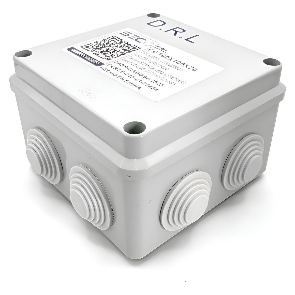 DRL - Caja Estanca Derivación Drl Ip40 Pvc 100x100x70mm Conos Sec Gris