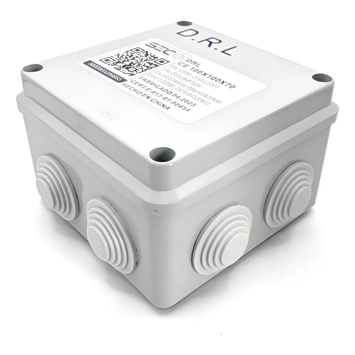 DRL - Caja Estanca Derivación Drl Ip40 Pvc 100x100x70mm Conos Sec Gris