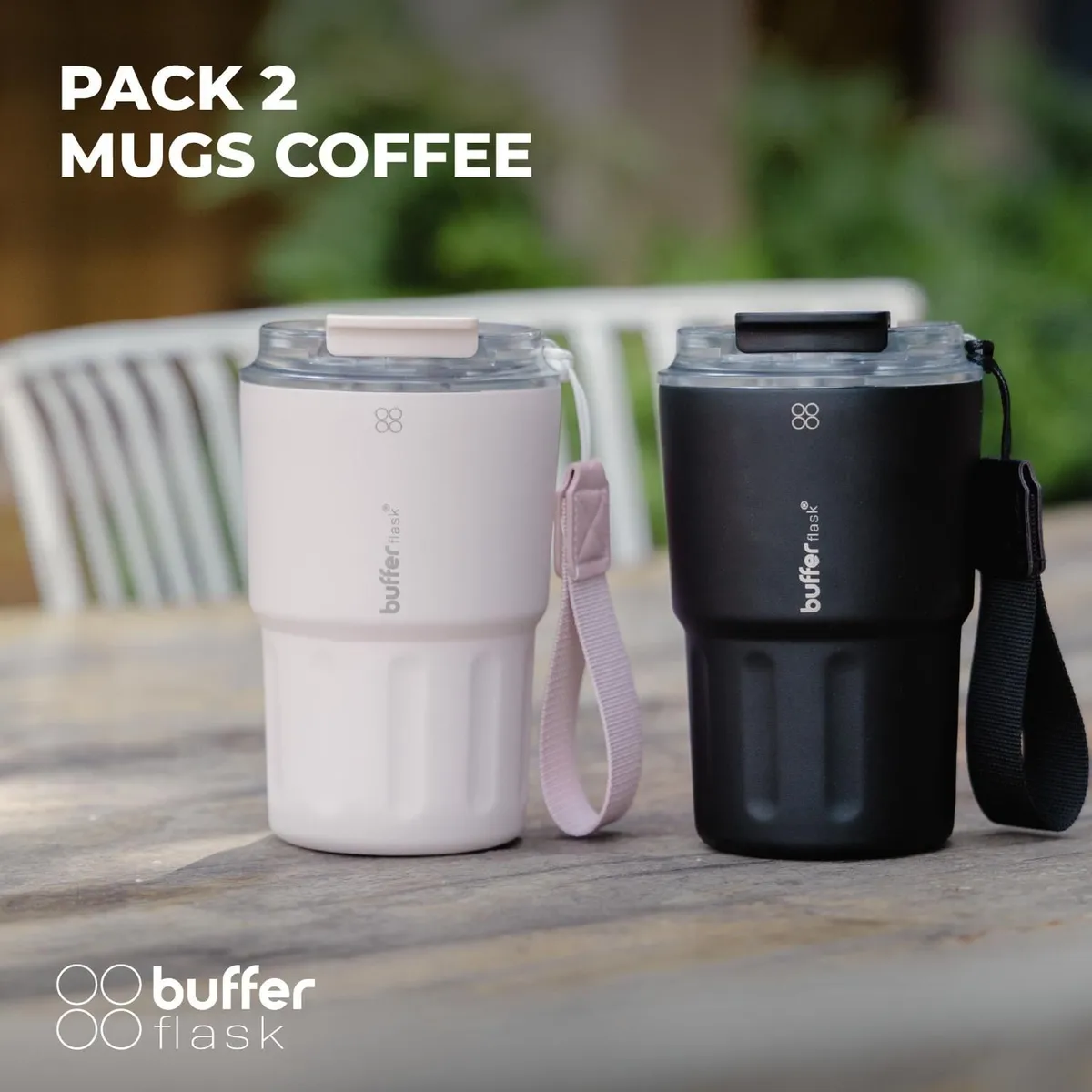 BUFFER FLASK - Vaso Termico Termo Buffer Bebidas Calientes Frias Mug 400ml - Rosa