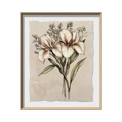 BROOKMAN - Cuadro Decorativo La Flor 1 Canvas HD Pintado a Mano Marco Natural 50x60 cm