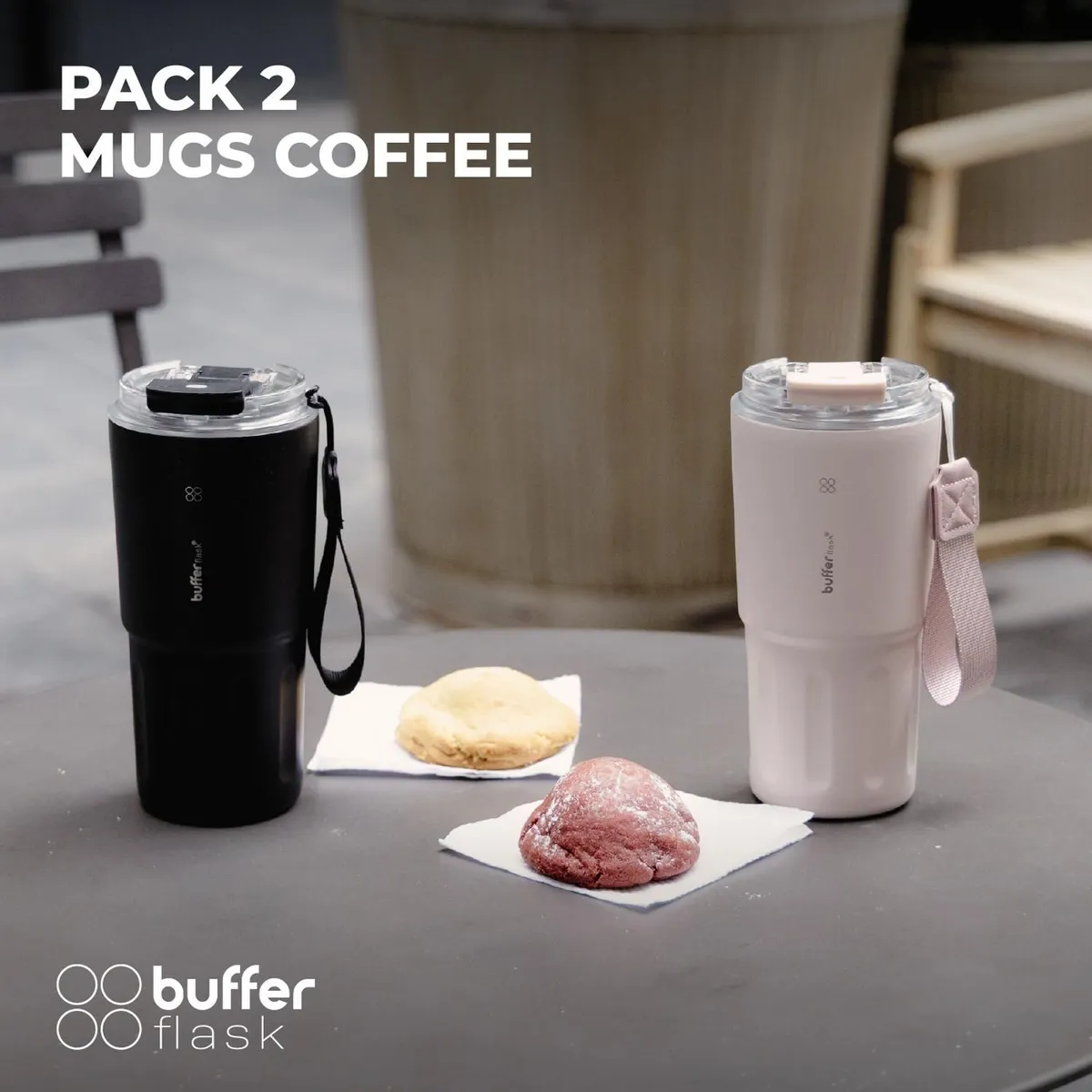 BUFFER FLASK - Vaso Termico Termo Buffer Bebidas Calientes Frias Mug 600ml - Rosa