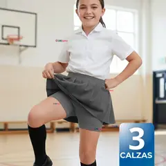 UTILISIMO - Pack 3 Calzas Cortas Escolar Pata Deportivas Niña Color Gris