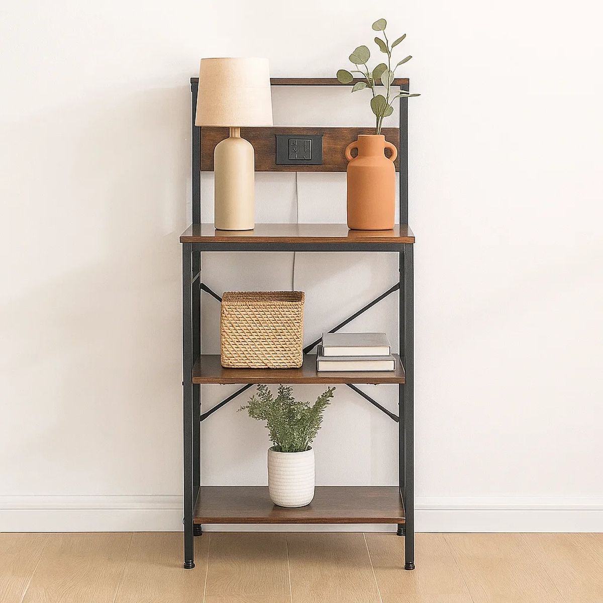 KLIK - Rack Organizador Rustik Pro con Estación de Carga Integrada 2 Enchufes + 2 USB