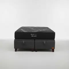 BLOCCARE - Cama Baul King L200 cm + Colchon Black Prime - Modelo Uno / Con Patas De Madera 11 cm
