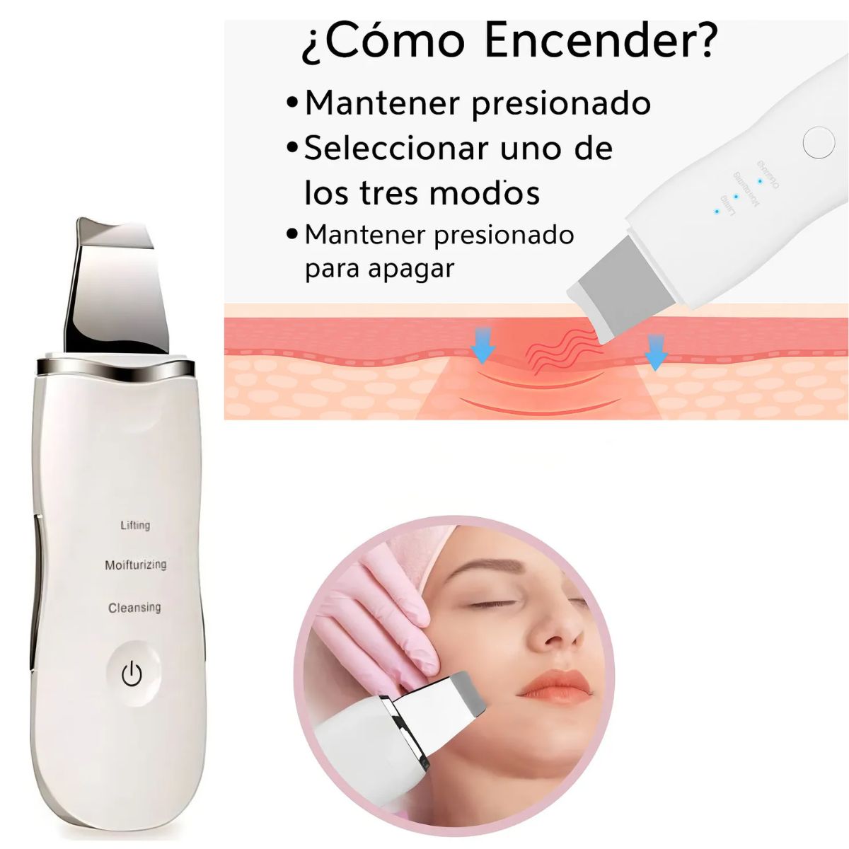 GENERICO - Limpiador Facial Ultrasónico Espátula Skincare