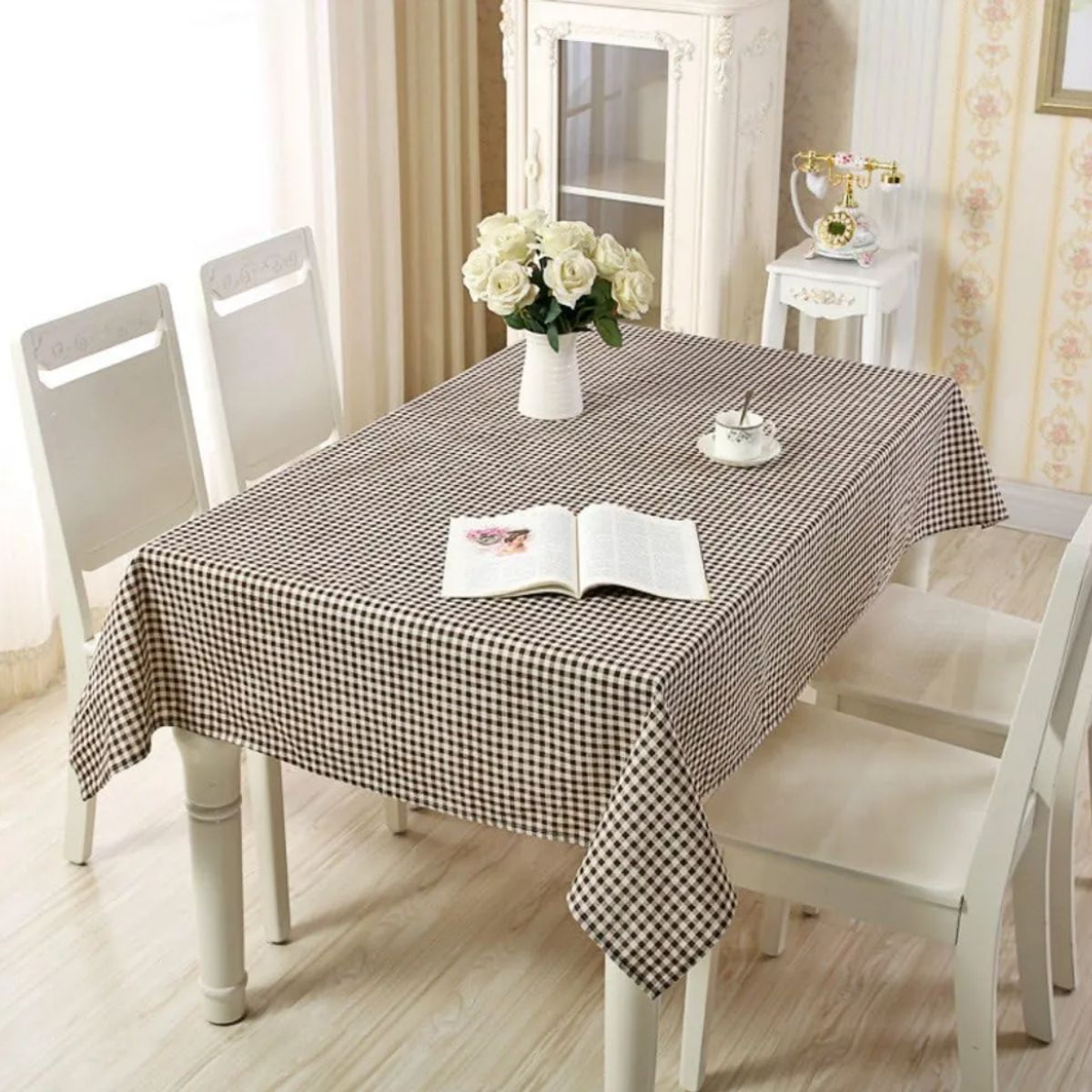 OKAY - Mantel Rectangular Cuadros Tela Lino Colores 140x220cm