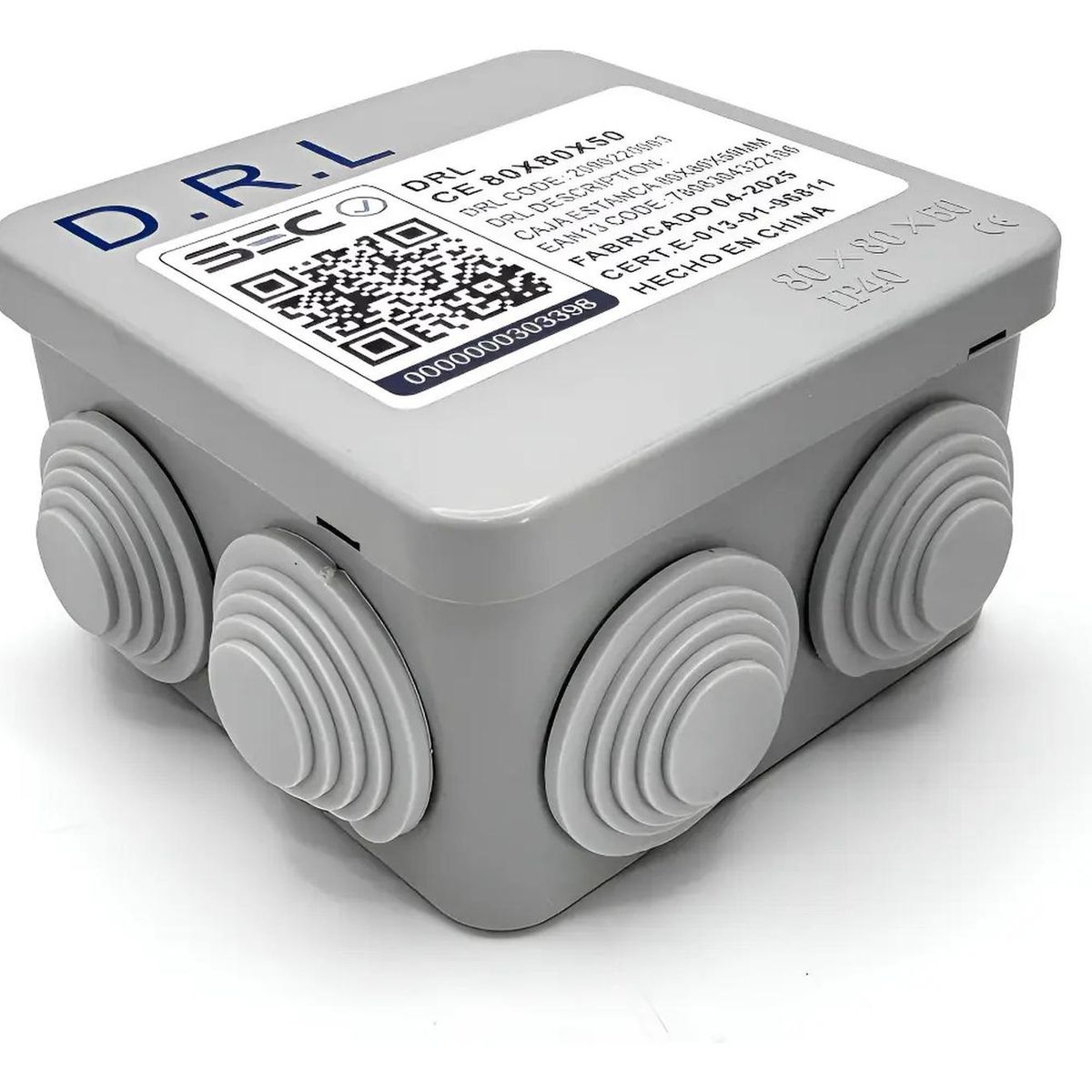 DRL - Caja Estanca Derivación Drl Ip40 Pvc 80x80x50mm Conos Sec Gris