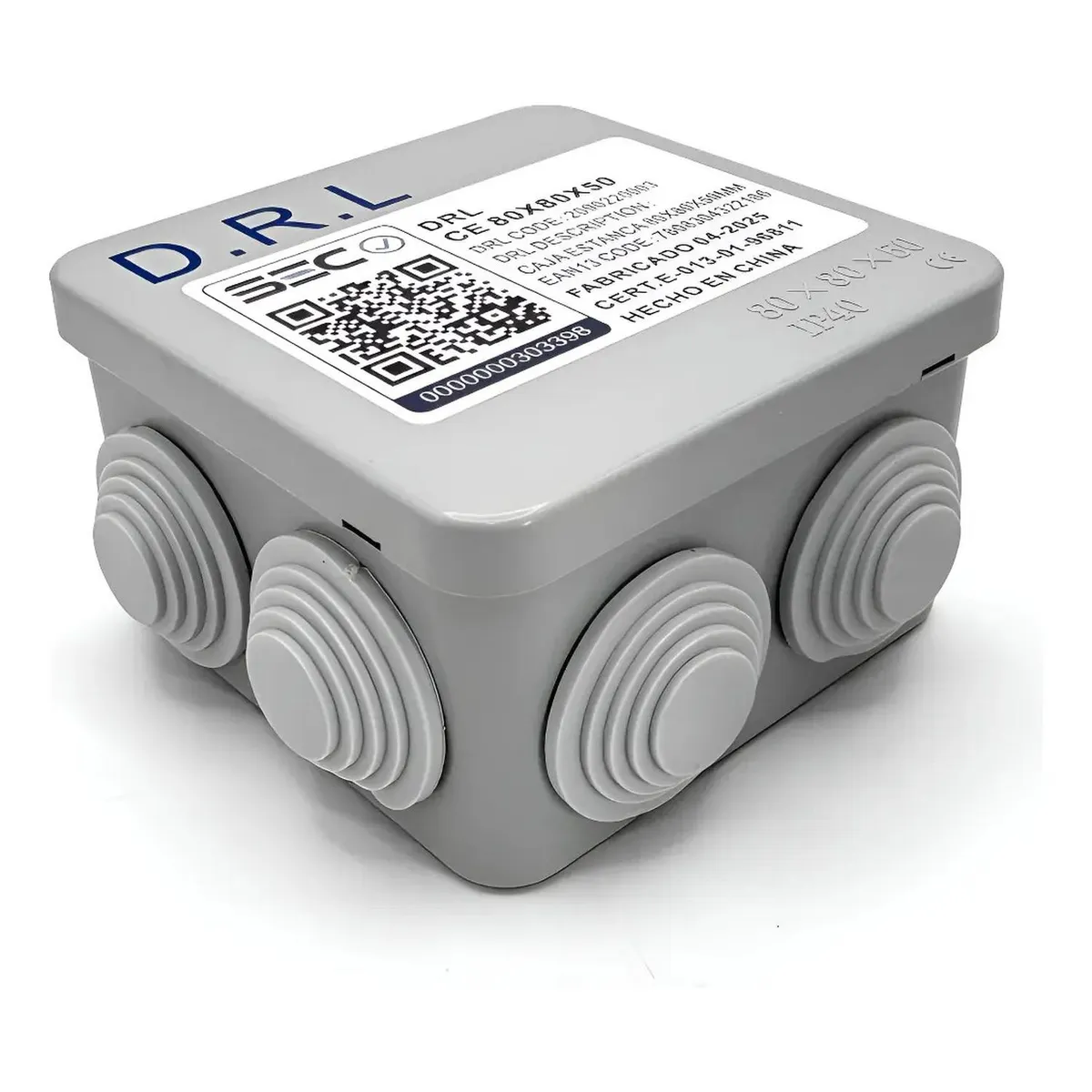 DRL - Caja Estanca Derivación Drl Ip40 Pvc 80x80x50mm Conos Sec Gris