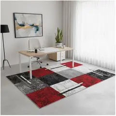 GENERICO - ALFOMBRA RECTANGULAR ANTIDESLIZANTE CON ELEGANTES DISEÑO GEOMETRICO BURDEO 200cmX240cm WYM