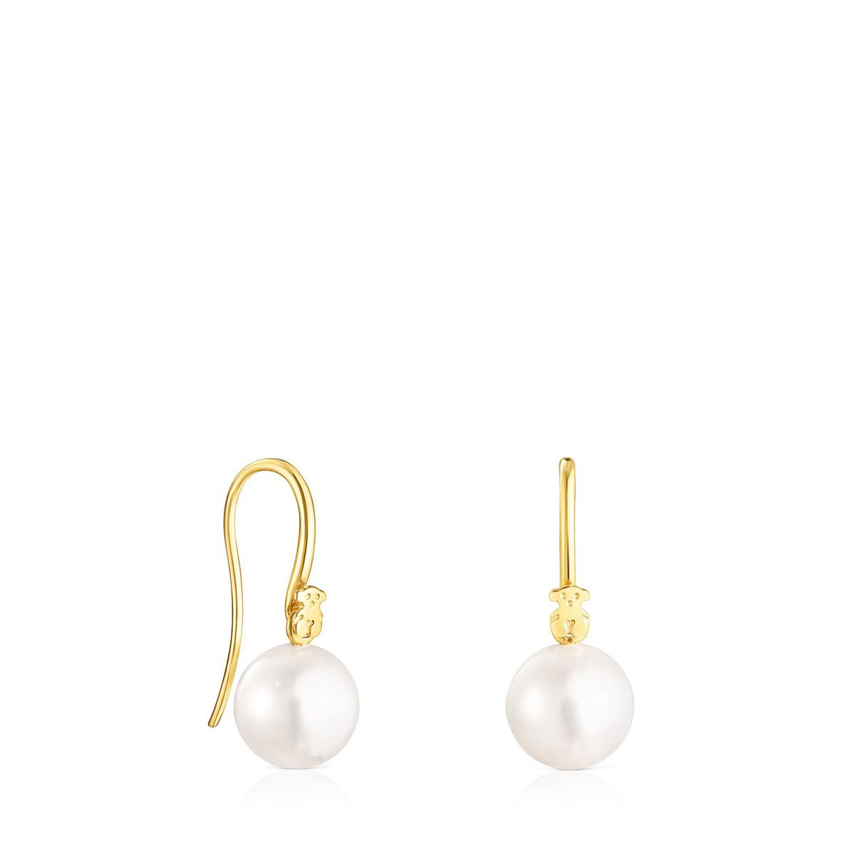 TOUS - Aros Cortos Gloss de Plata Vermeil Y Perla Mujer Tous