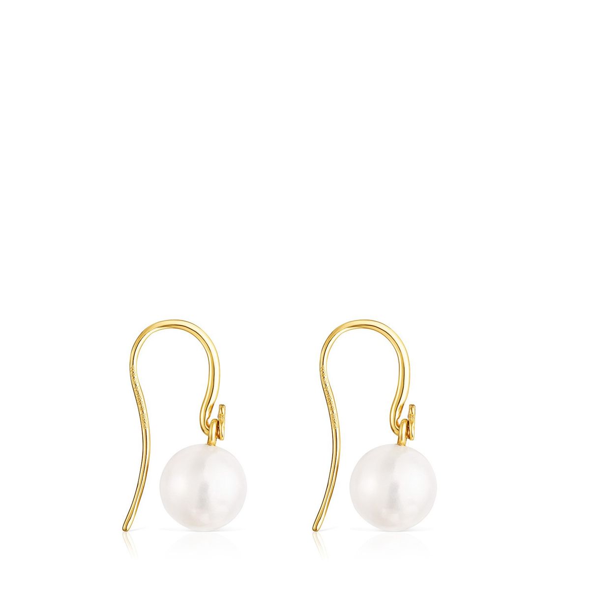 TOUS - Aros Cortos Gloss de Plata Vermeil Y Perla Mujer Tous