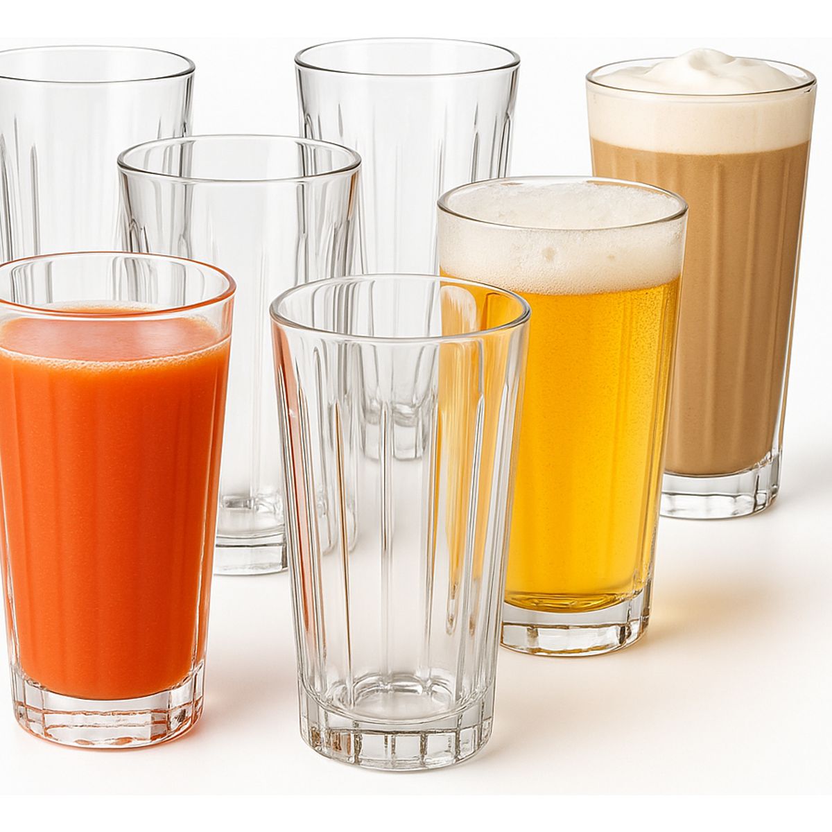 GENERICO - Set 6 Vasos Vidrio Jugos Cervezas Malteadas Bebida 330 Ml
