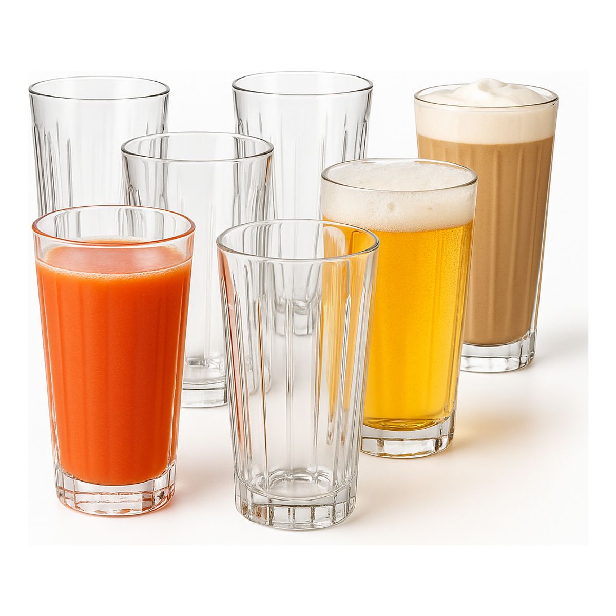 GENERICO - Set 6 Vasos Vidrio Jugos Cervezas Malteadas Bebida 330 Ml