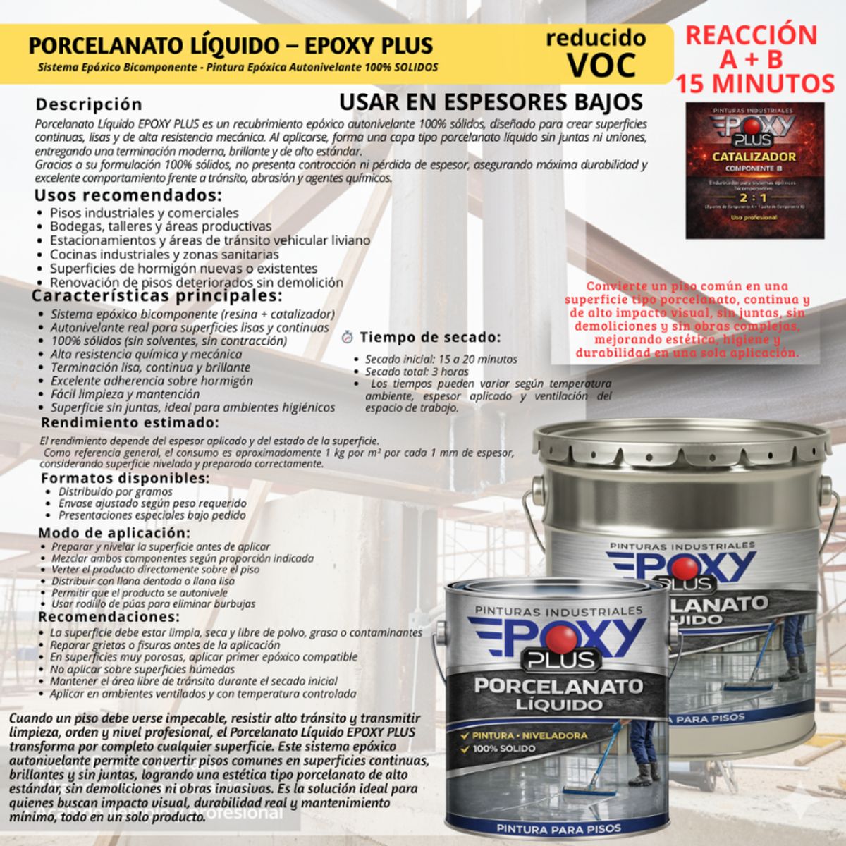 EPOXY - PORCELANATO LIQUIDO PREMIUM - KIT GALÓN - AZUL ACERO RAL 5011