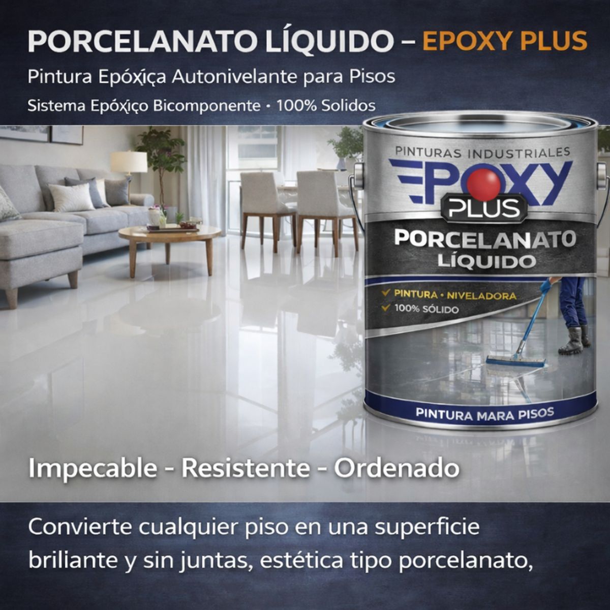 EPOXY - PORCELANATO LIQUIDO PREMIUM - KIT GALÓN - AZUL ACERO RAL 5011