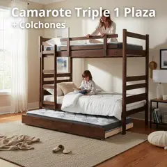 BLOCCARE - Camarote Desmontable Triple Con Colchones 1 Plaza