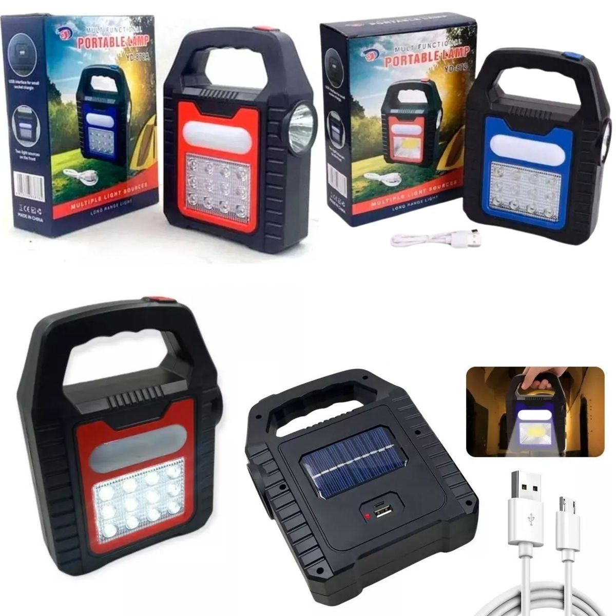GENERICO - Foco Linterna LED Solar Cuadrada Potente Recargable y Compacta