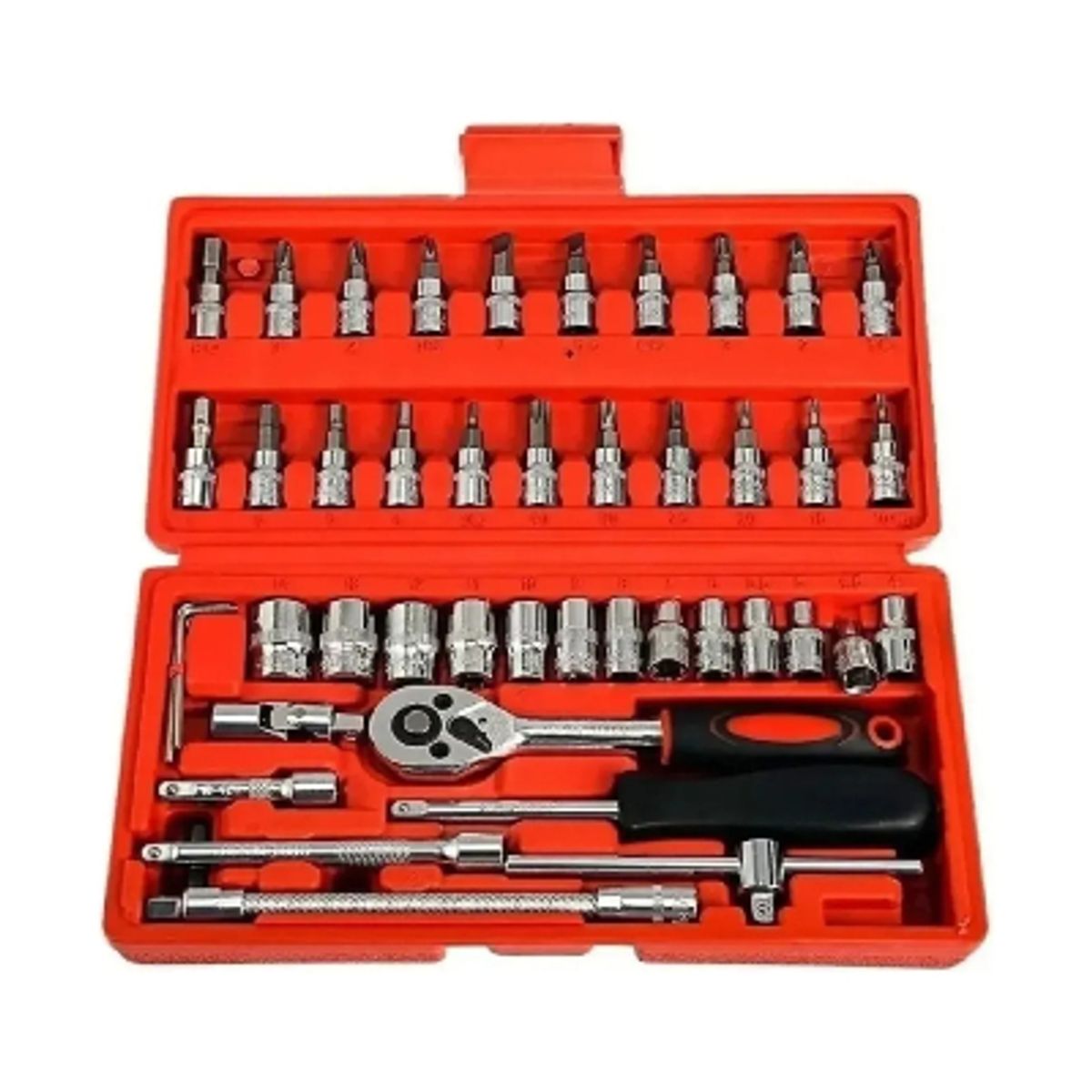 GENERICO - Set Caja Juego Herramienta Dados 46 Piezas Acero Carbono 1/4