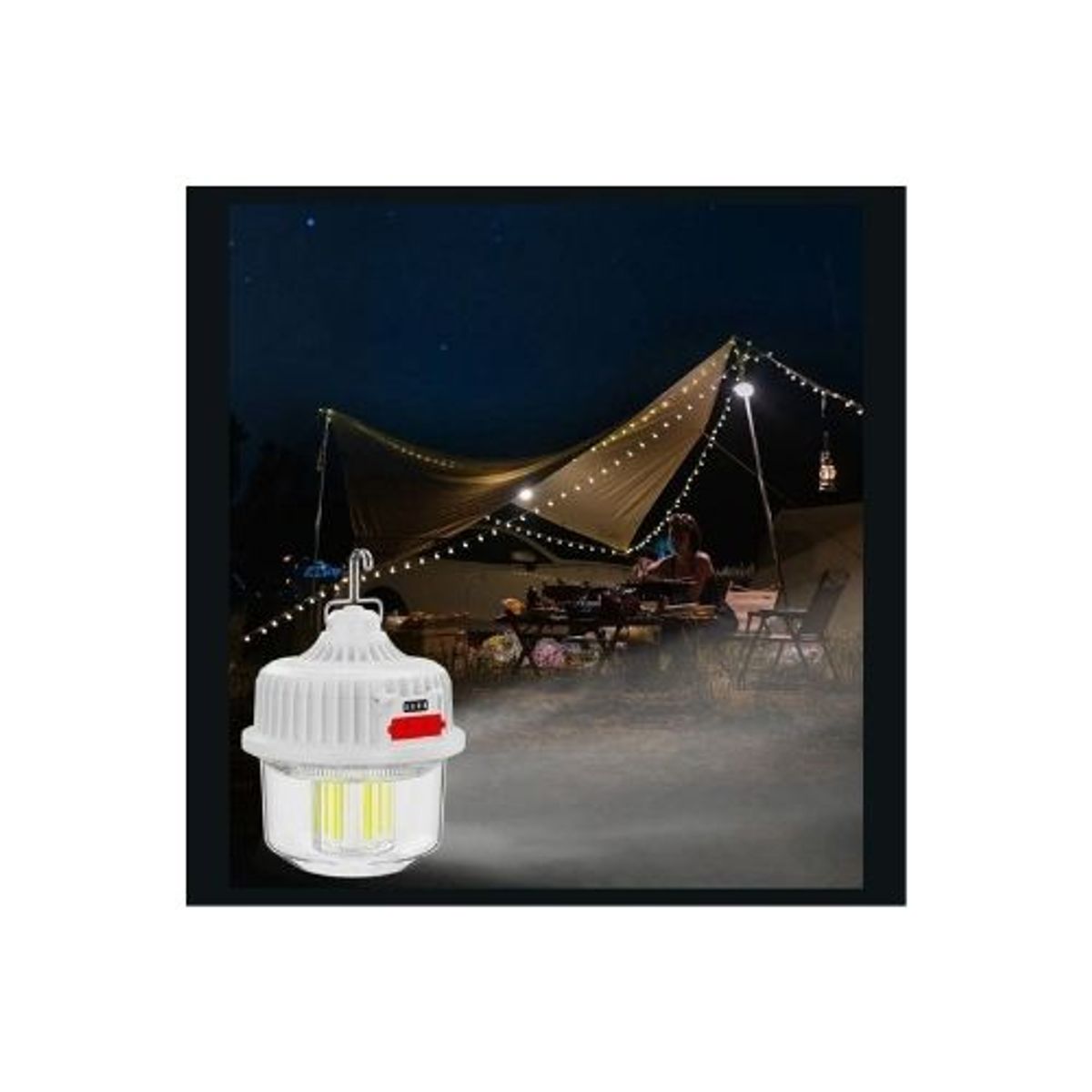GENERICO - Lampara De Bombilla Recargable Portátil Con Panel Solar Blanco 100w