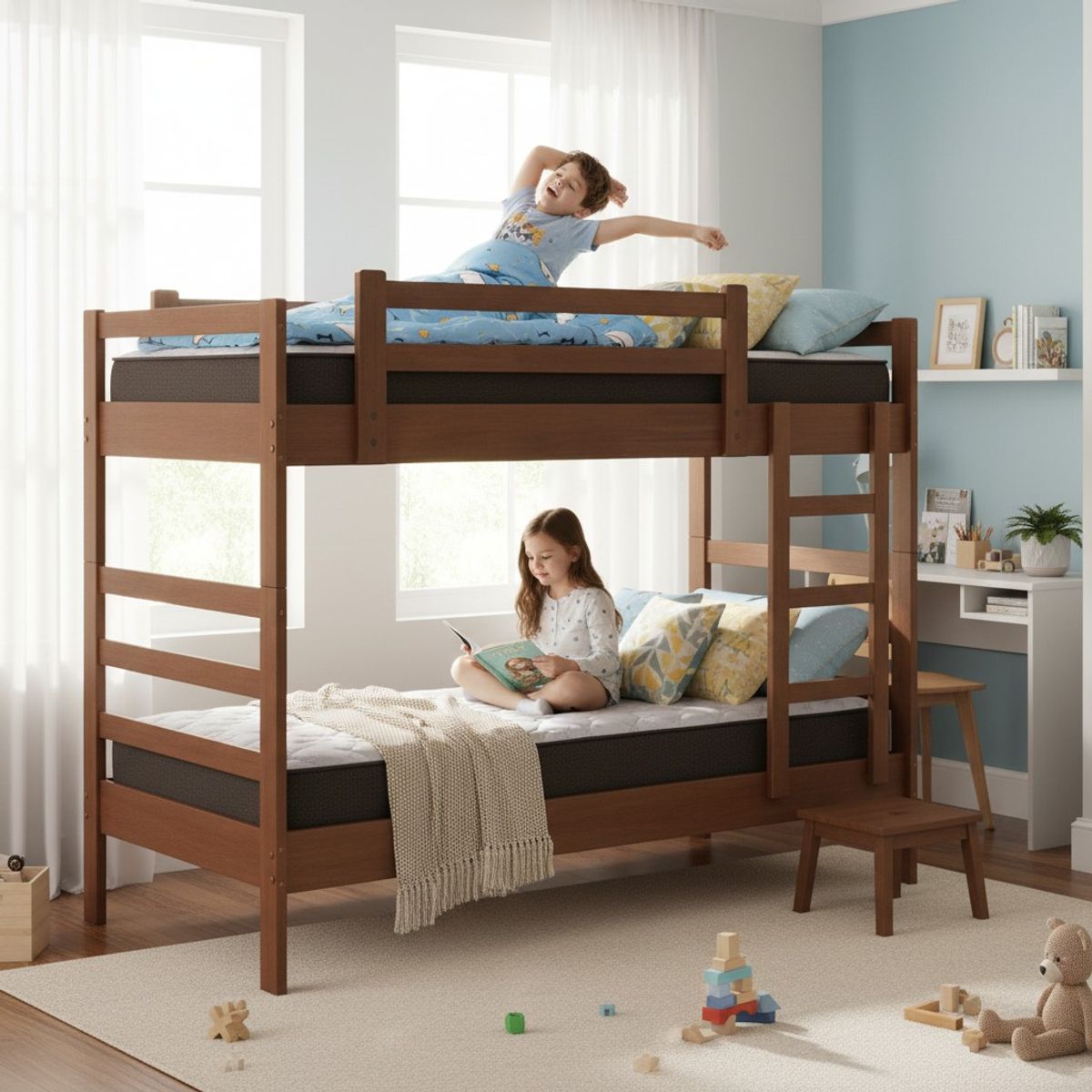 BLOCCARE - Camarote Desmontable Doble Con Colchones 1.5 Plaza