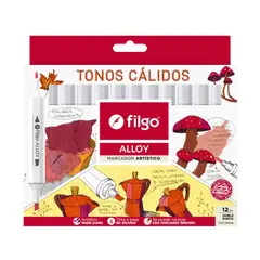 FILGO - Set de 12 Marcadores doble punta Alloy (TONOS CALIDOS)