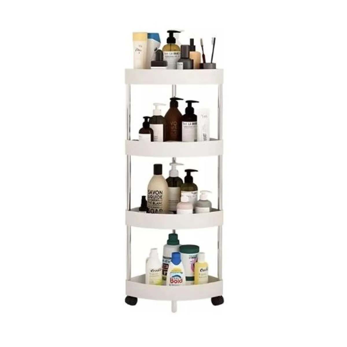 GENERICO - Estante con Rueda de 4 Niveles para Baño Cocina Lavandería, Blanco