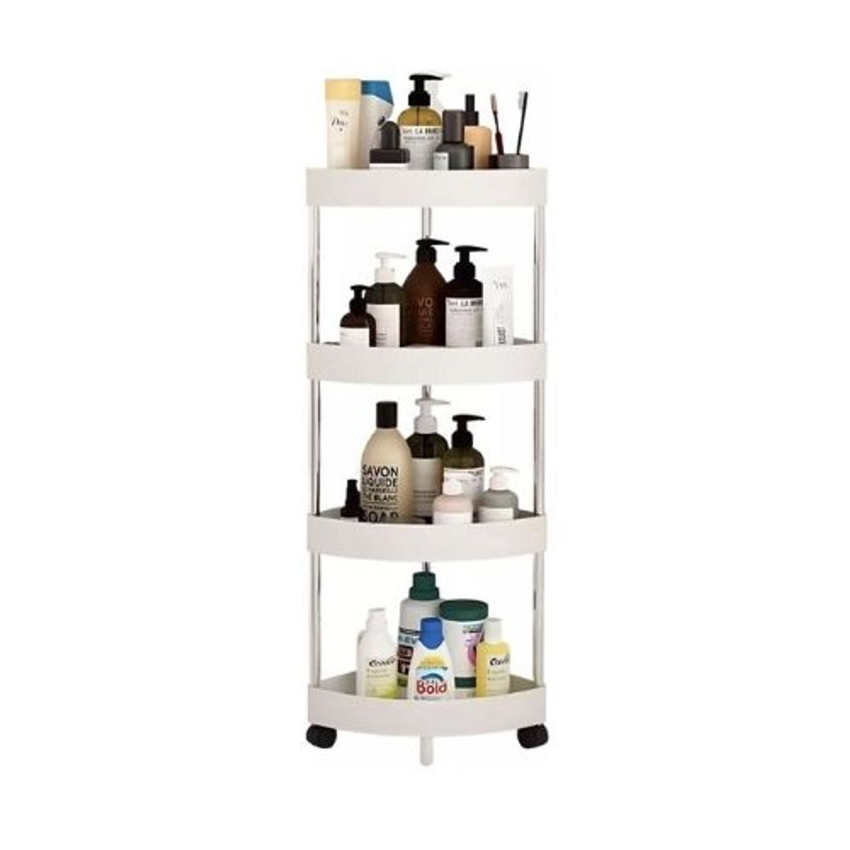 GENERICO - Estante con Rueda de 4 Niveles para Baño Cocina Lavandería, Blanco