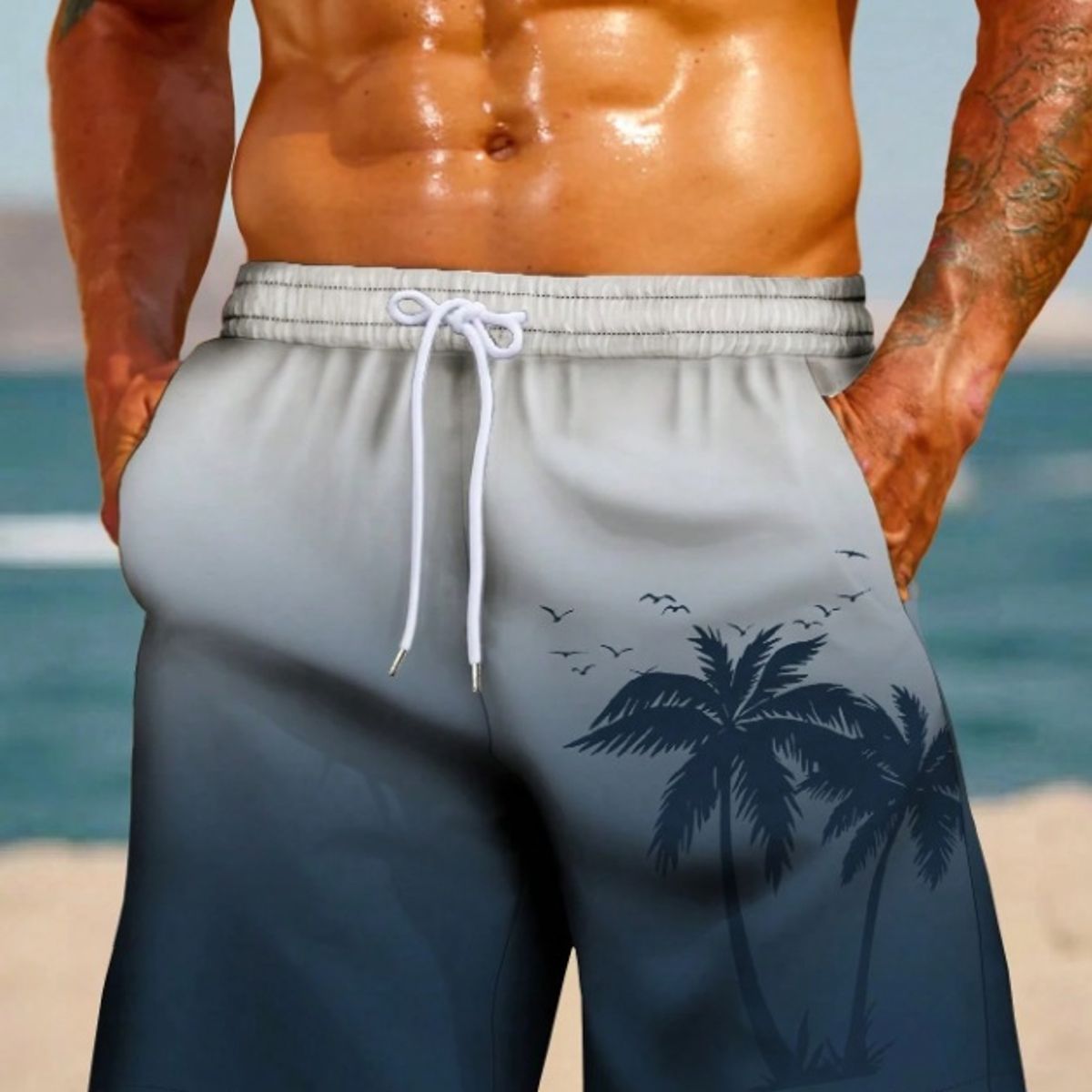 VARIOS - Traje De Baño Hombre Short Bermuda Sin Forro