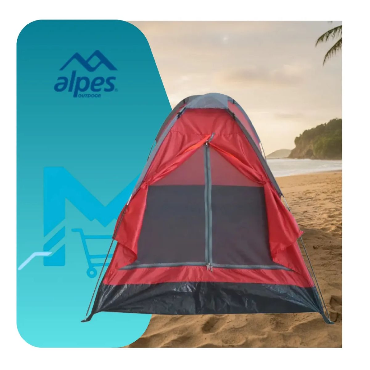 ALPES - Carpa Alpes Galapagos 2 Personas Roja Ligera Camping Trekkin