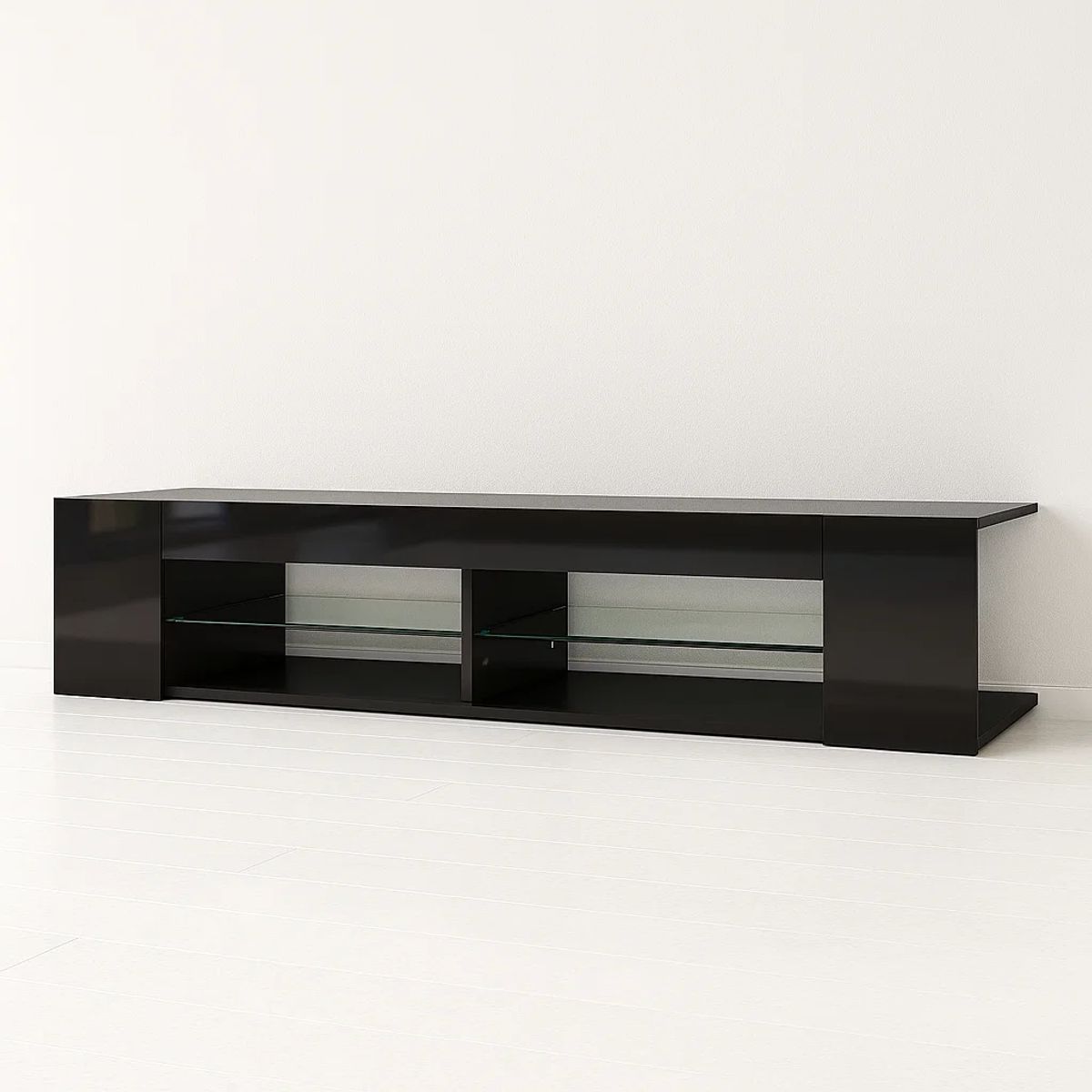 KLIK - Mueble de TV Moderno Negro con Luces LED y Compartimentos