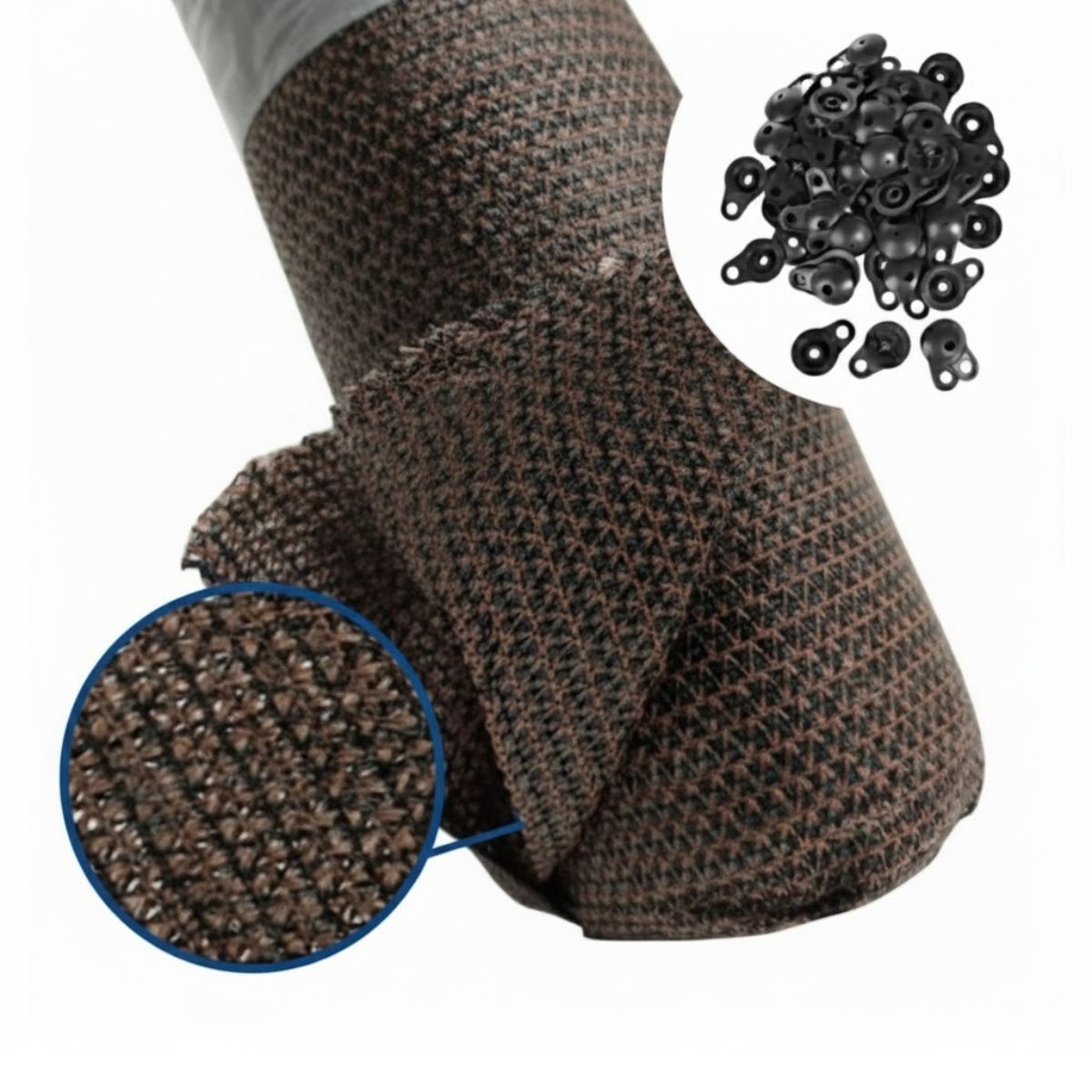 GENERICO - Malla cerco Raschel 90% Sombra 4.20mX5 Metros mocha+Broches