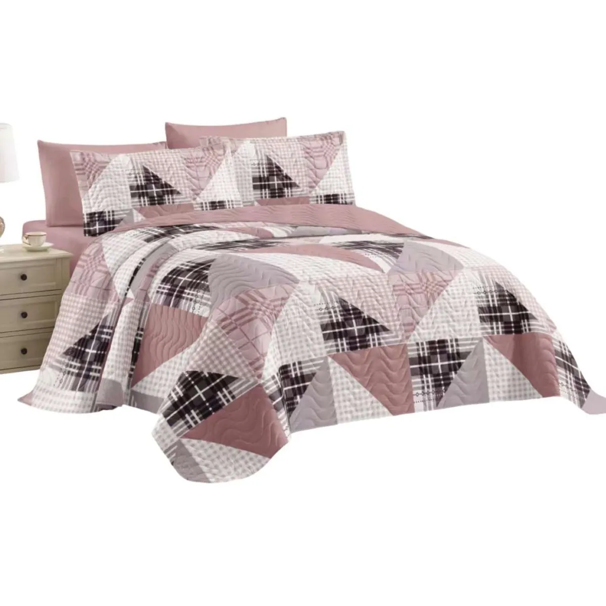 GENERICO - Cubrecama Quilt reversible Elegante y liviano 2 plazas