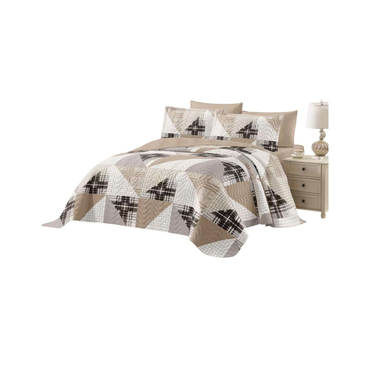 GENERICO - Cubrecama Quilt reversible Elegante y liviano 2 plazas y media