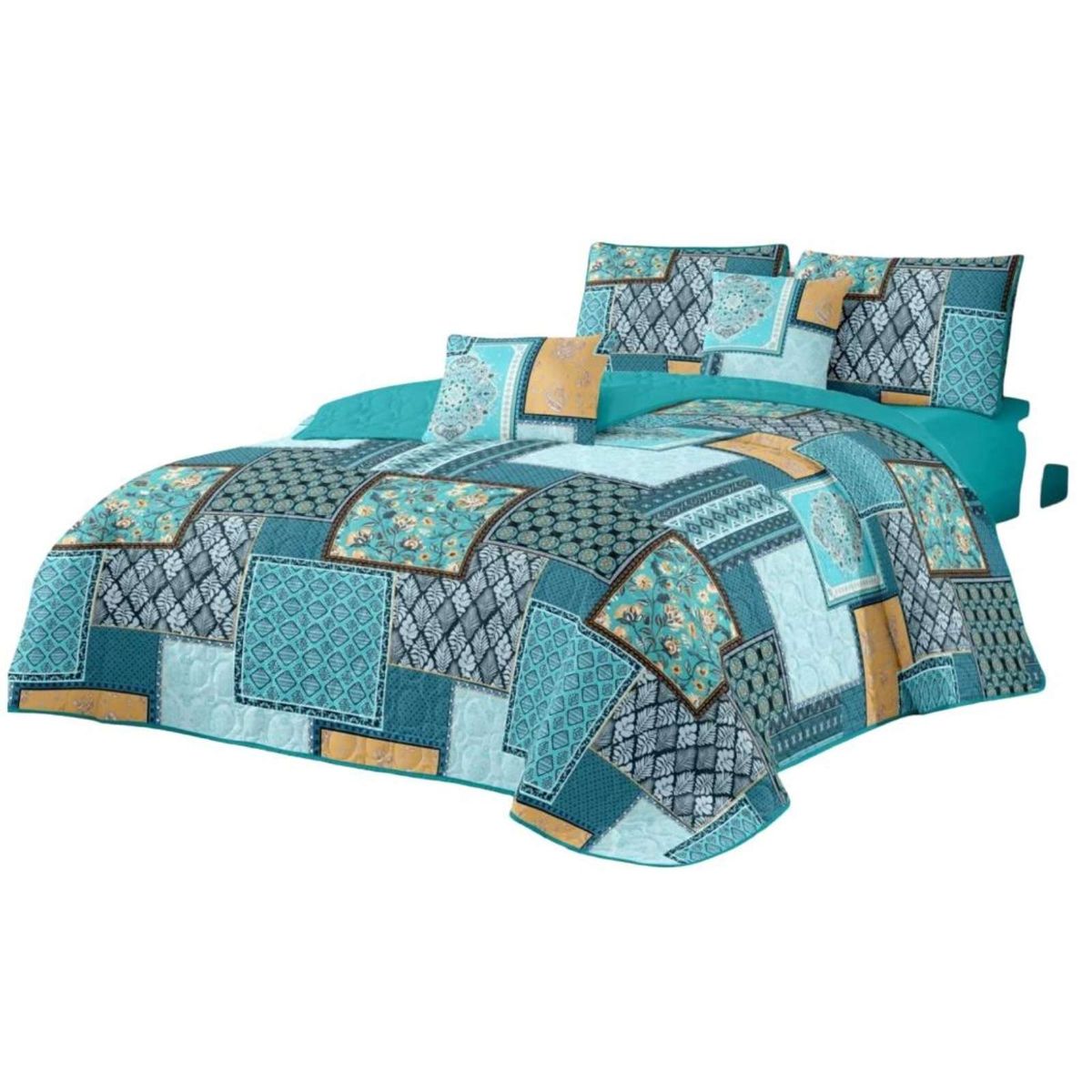 GENERICO - Cubrecama Quilt reversible Elegante y liviano 2 plazas y media_.