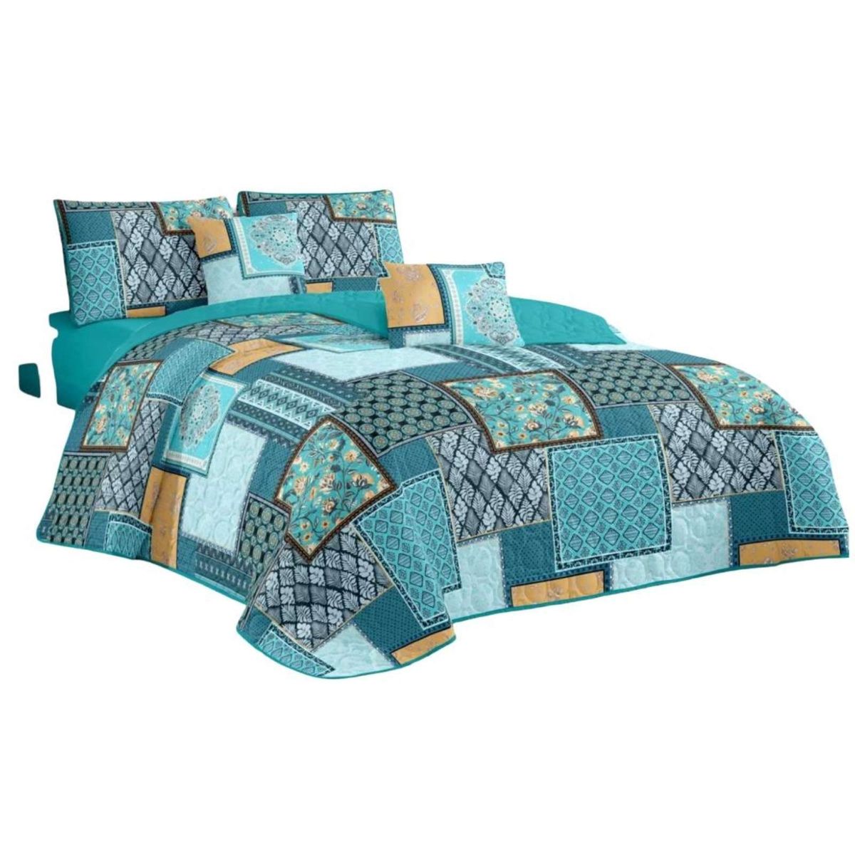 GENERICO - Cubrecama Quilt reversible Elegante y liviano 2 plazas y media_.