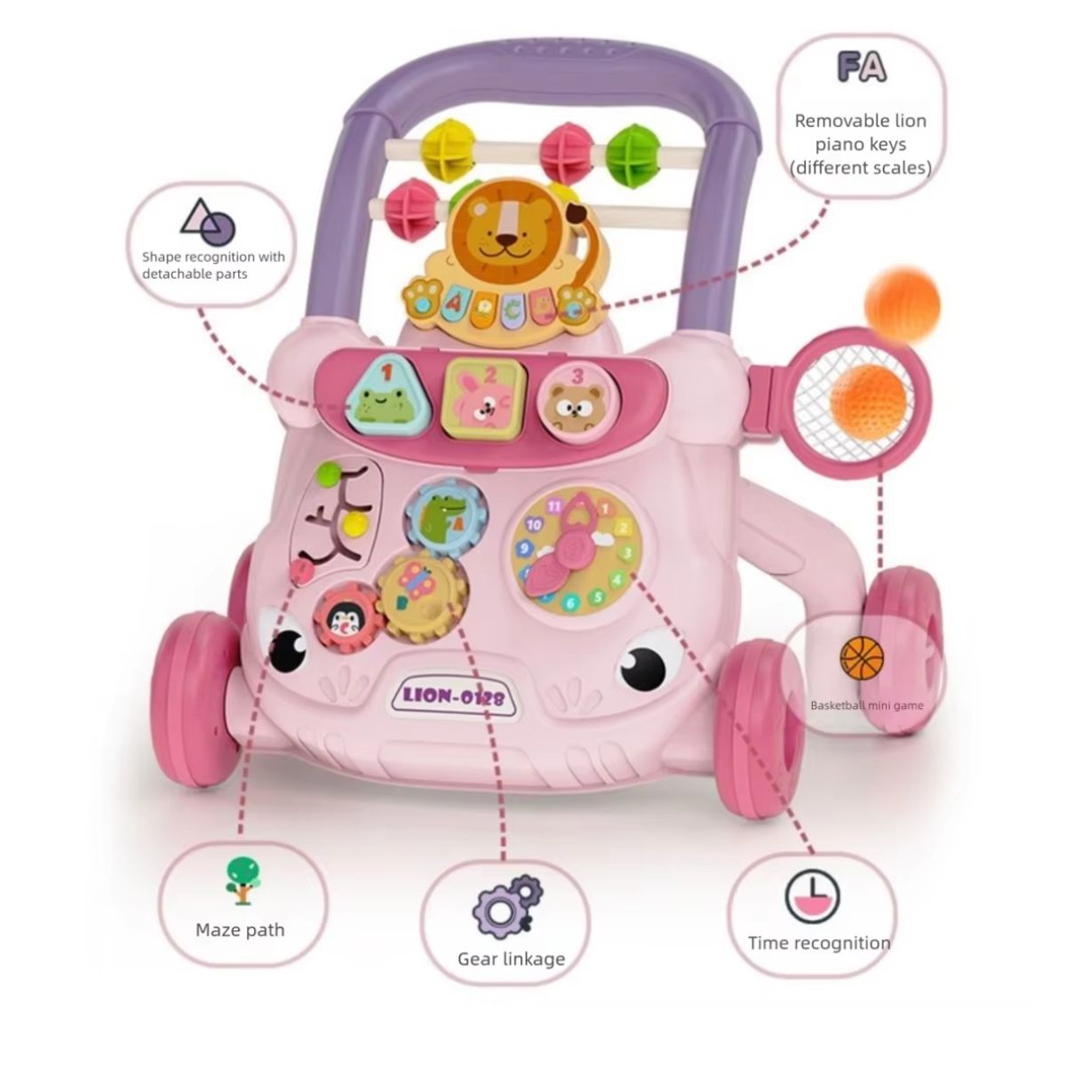 OEM - ANDADOR DE EMPUJE MULTIFUNCIONAL PARA BEBE rosado