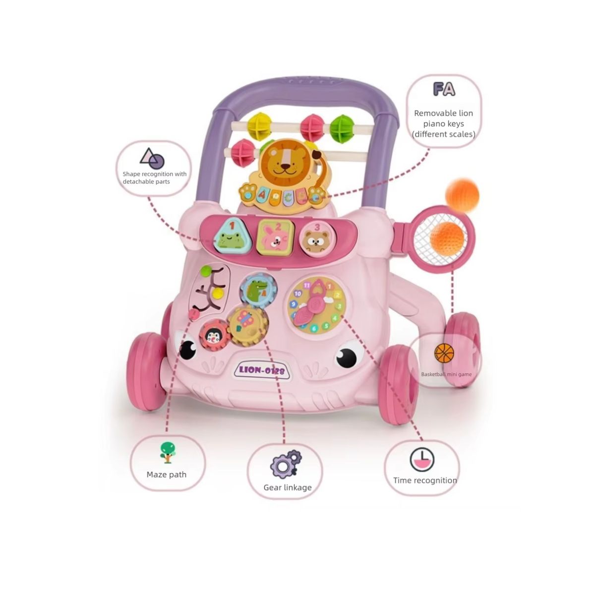 OEM - ANDADOR DE EMPUJE MULTIFUNCIONAL PARA BEBE rosado