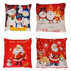 HD HOGAR SPA - Pack 6 Fundas Para Cojines Diseños De Navidad 40x40cm Al Azar Navidad