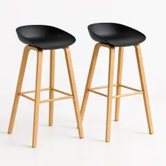 KLIK - Pack de 2 Taburetes Piso Bar Nordic - Negro