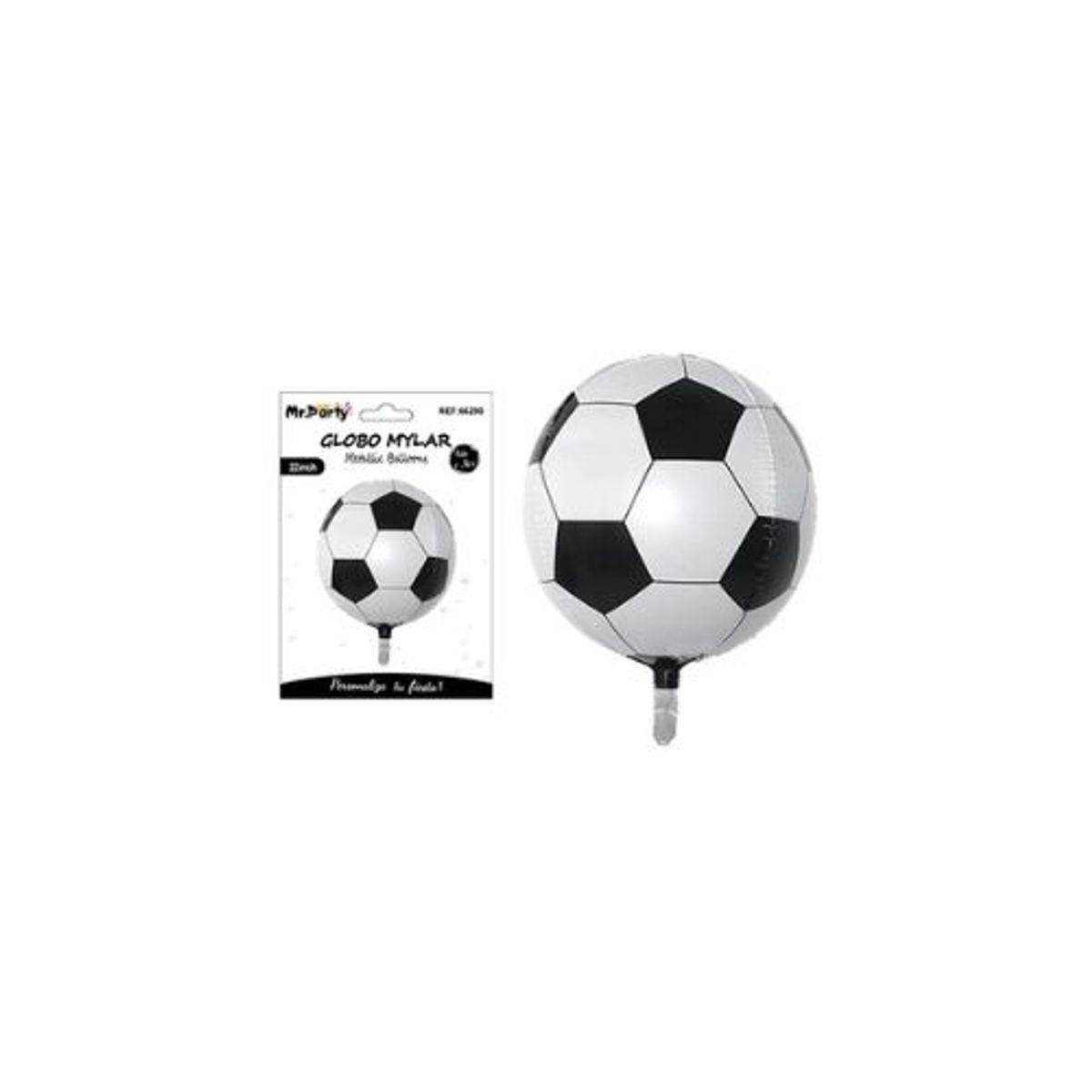 GENERICO - Globo metalizado 4D fútbol negro y blanco 45cm