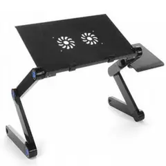 GENERICO - MESA PARA NOTEBOOK CON 2 VENTILADORES USB, PLEGABLE, NEGRA