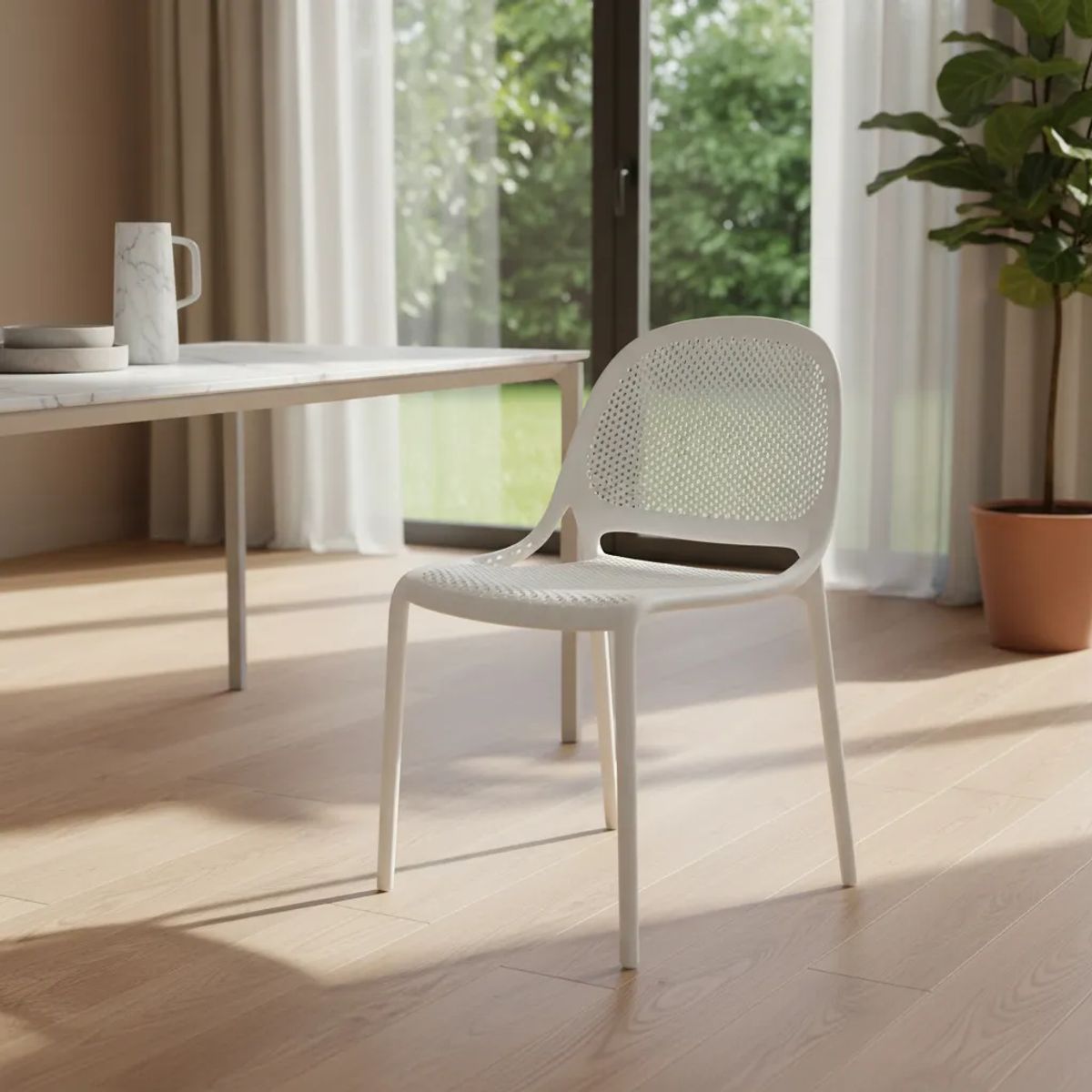 PLOS - Pack 4 Silla Comedor Sassi Plos 100% Uv Interior Y Exterior