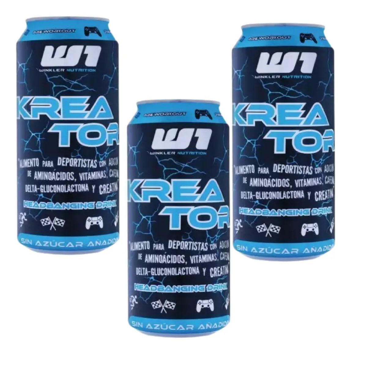 WINKLER NUTRITION - Pack 3 Pre Entreno Kreator Blue Agression 473ml Foco Extremo