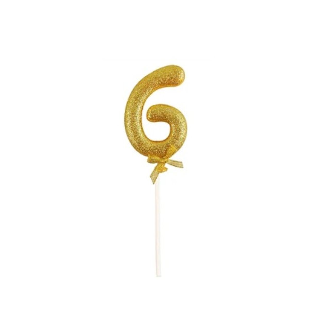 GENERICO - Topper Numero 6 Glitter Dorado 18Cm