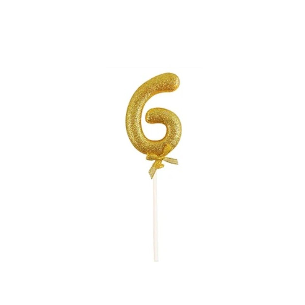 GENERICO - Topper Numero 6 Glitter Dorado 18Cm