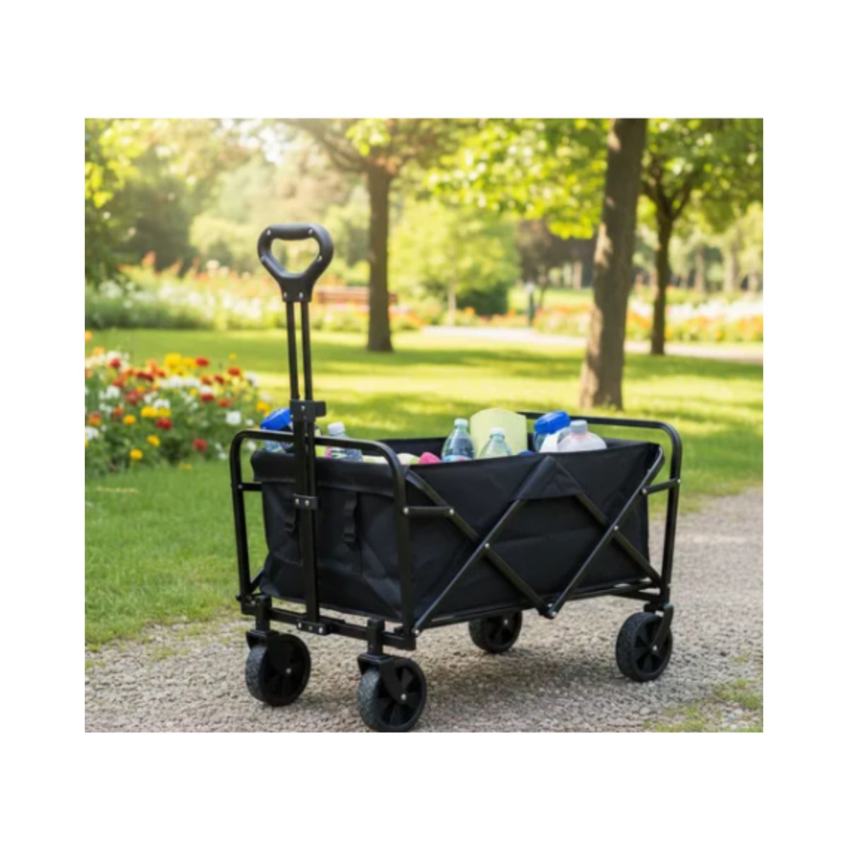 GENERICO - Carrito Plegable Camping Multifuncional 66x91x66x47  Negro