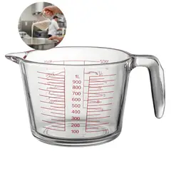 GENERICO - Taza Medición 1000 ML Cocina Vidrio Engrosado Transparente